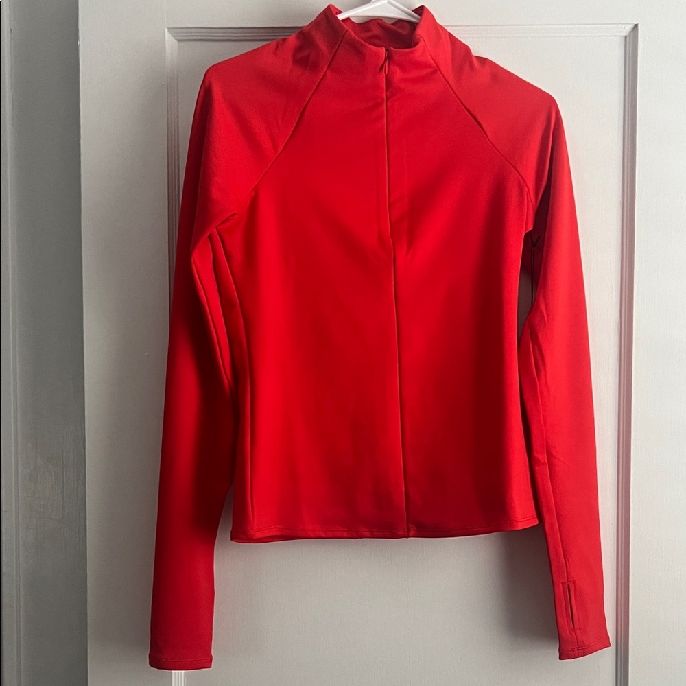 ALO Yoga Red Long-Sleeve Zip Athletic Top